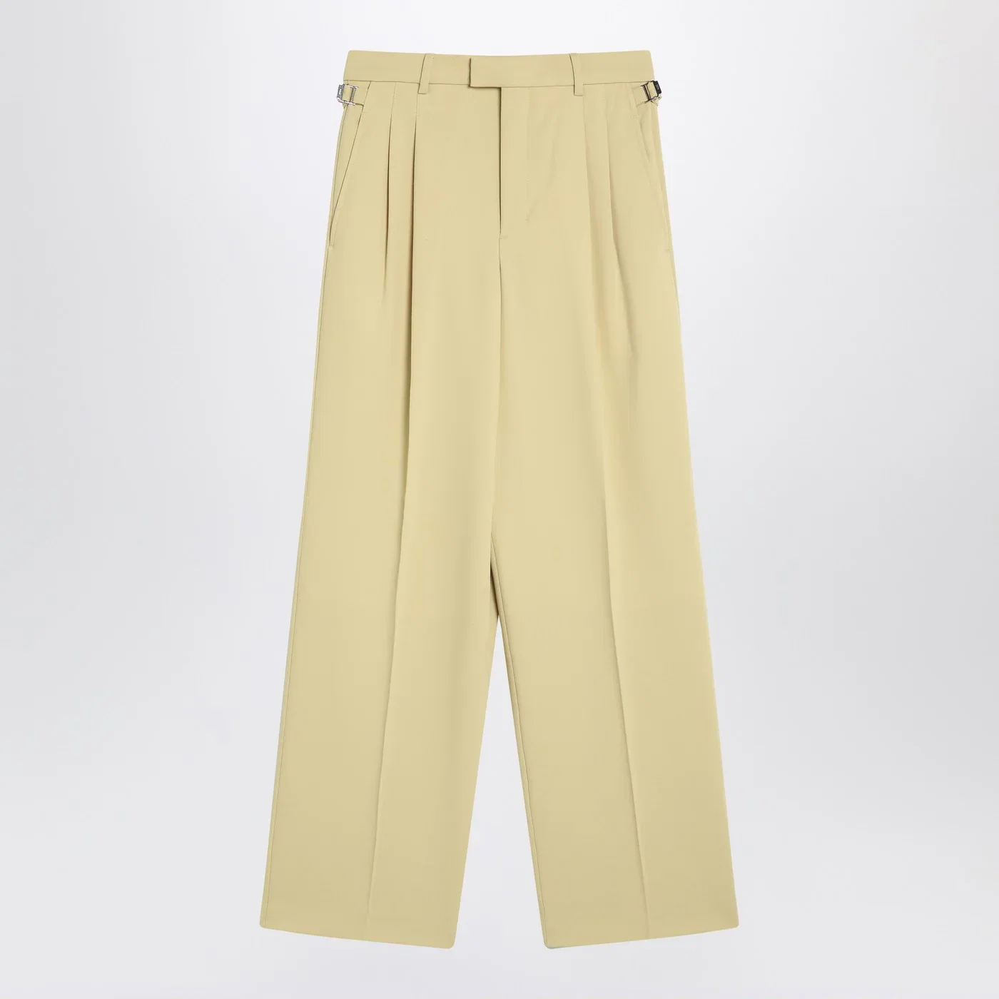 Ami Paris Wide lime-coloured wool trousers