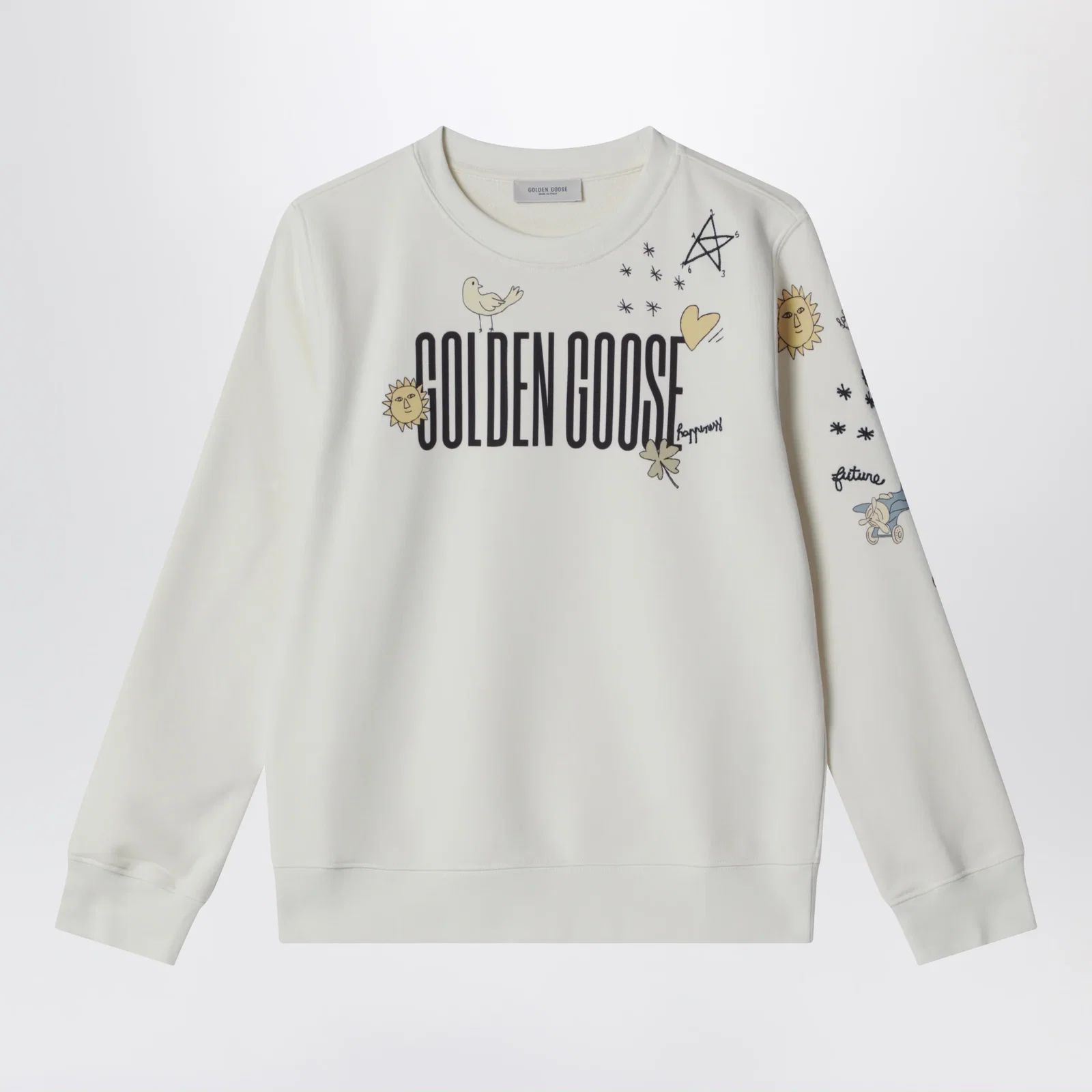 Golden Goose White cotton sweatshirt with logo print