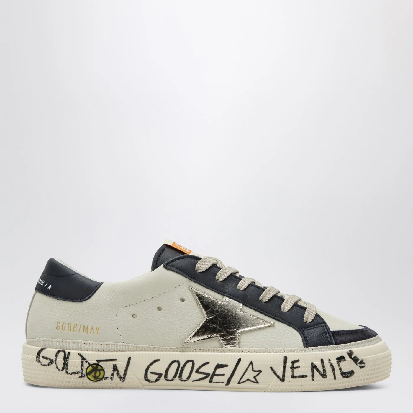 Golden Goose White/blue May Sneakers with platinum star