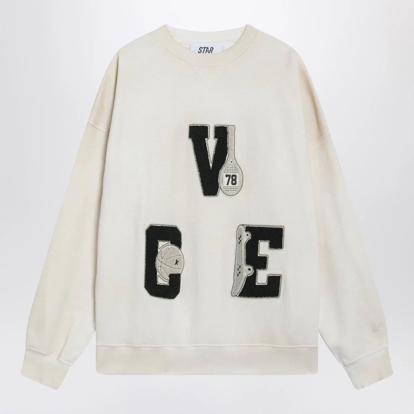 Golden Goose White crewneck sweatshirt with patches