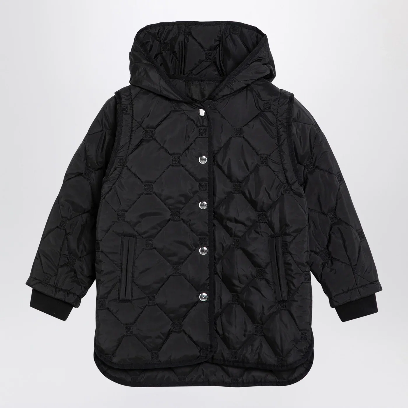 Givenchy Black quilted parka with removable sleeves
