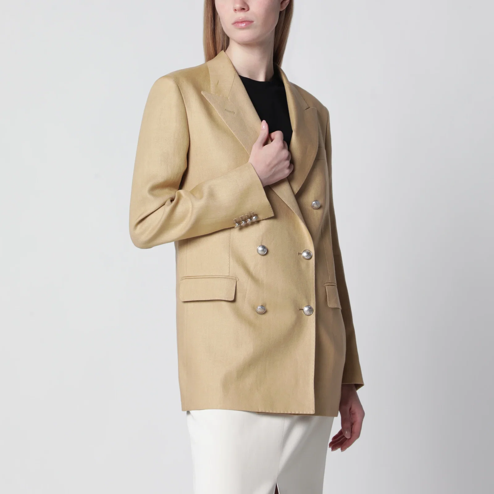 Tagliatore Double-breasted jacket in beige linen