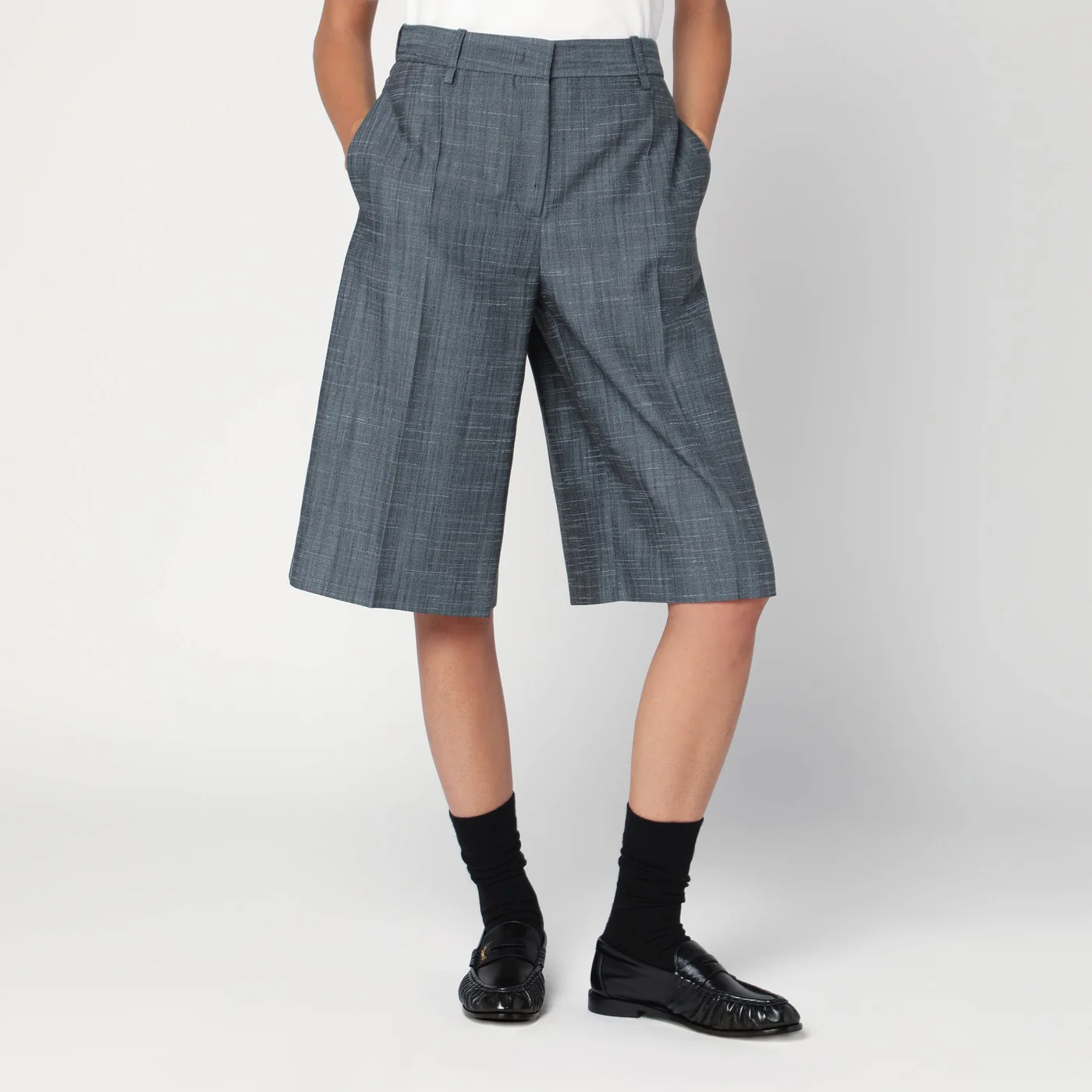 Jil Sander Bermuda in lana dark sky