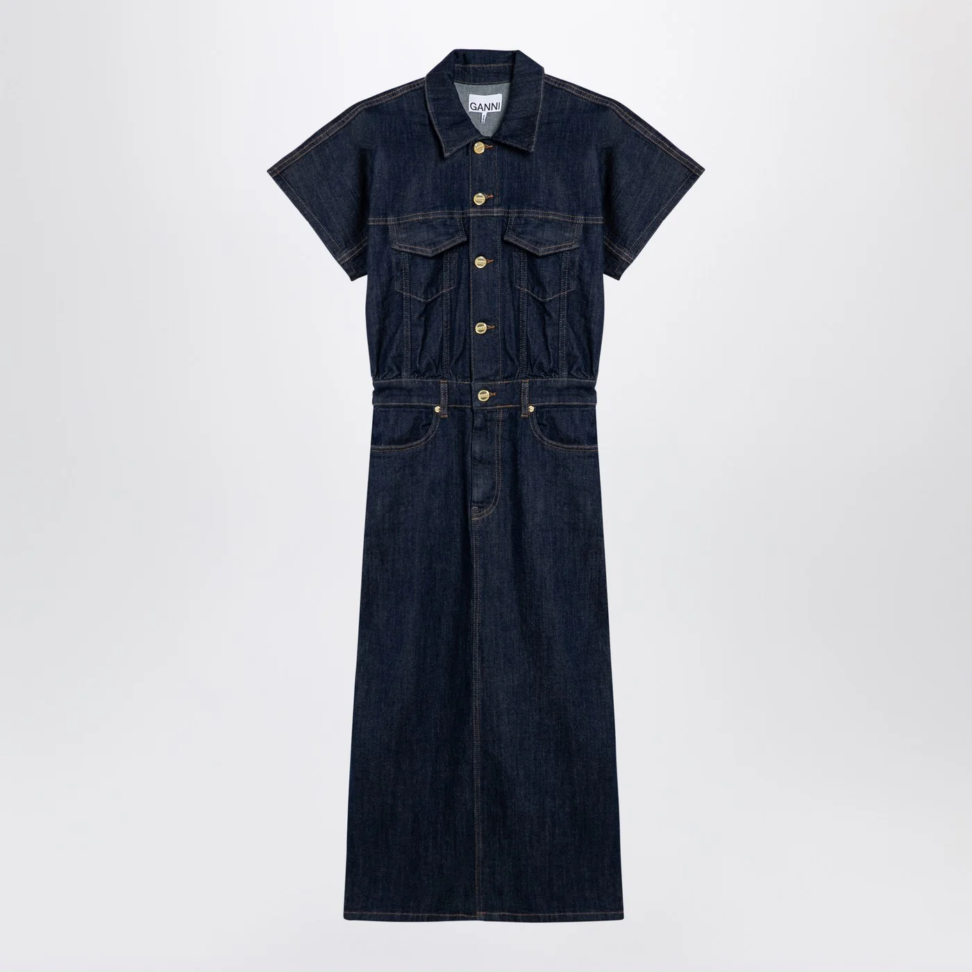 GANNI Blue midi dress in organic denim