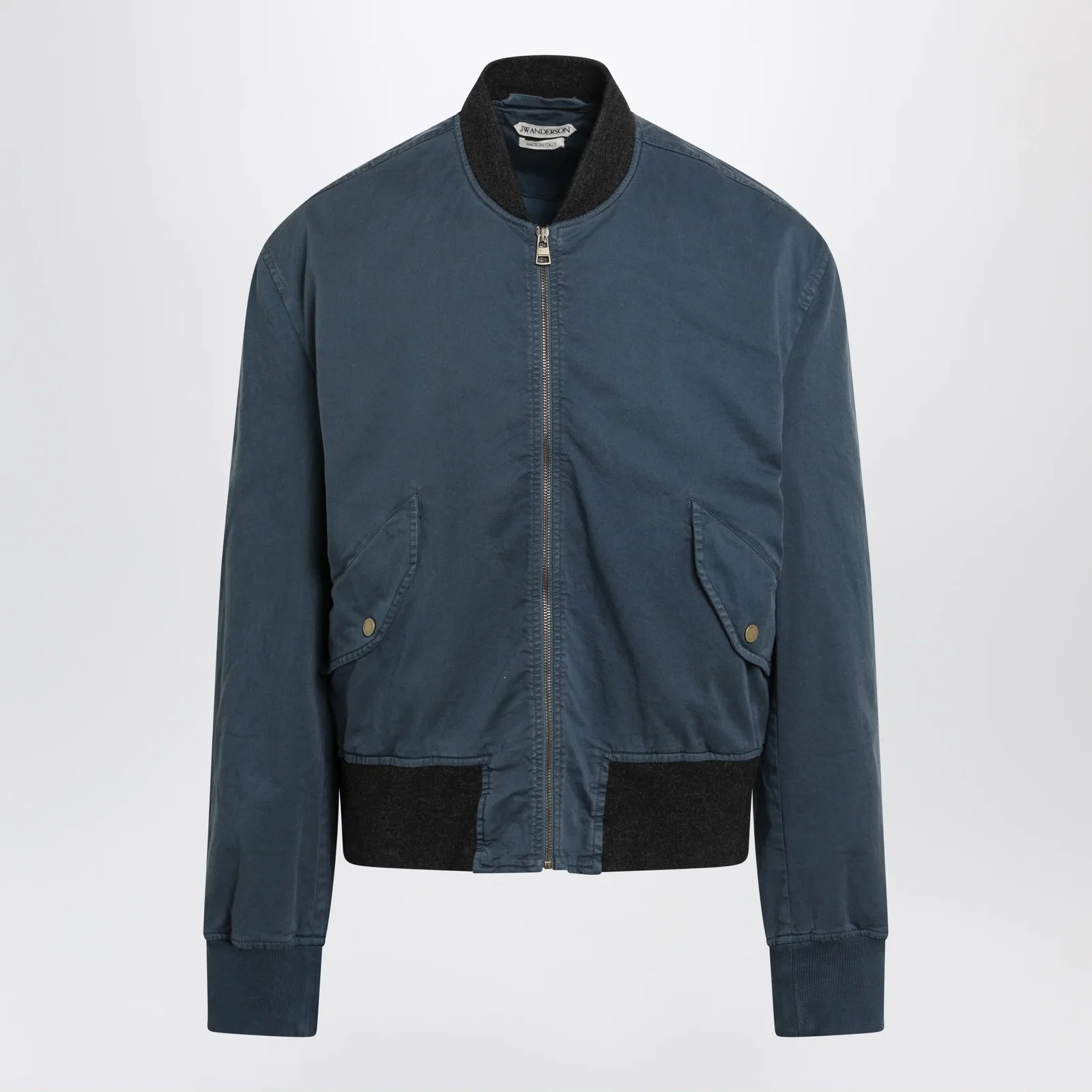JW Anderson Navy Blue Cotton Jacket With Vintage Finish