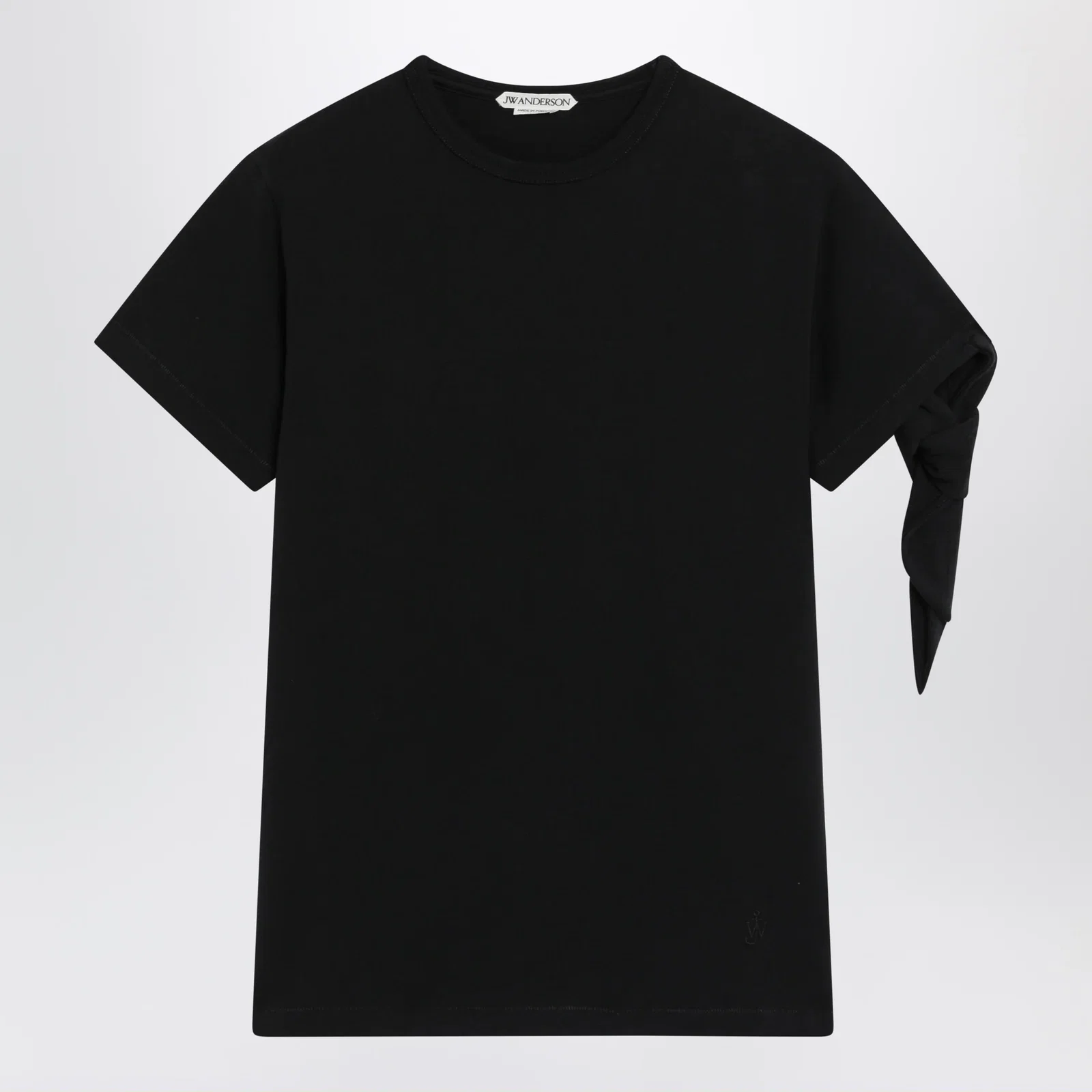 JW Anderson Knotted-sleeve jersey T-shirt in black cotton