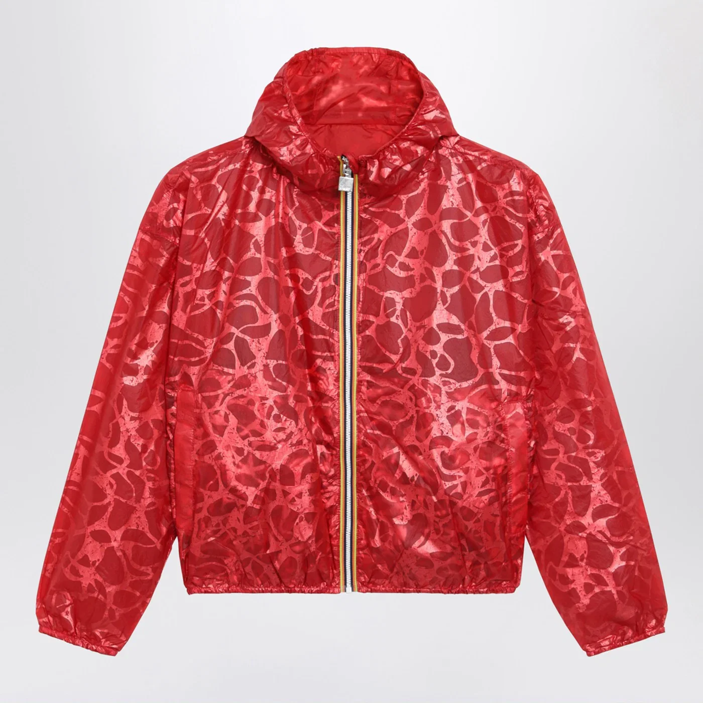 K-Way Red Laurette jacket with laminated print