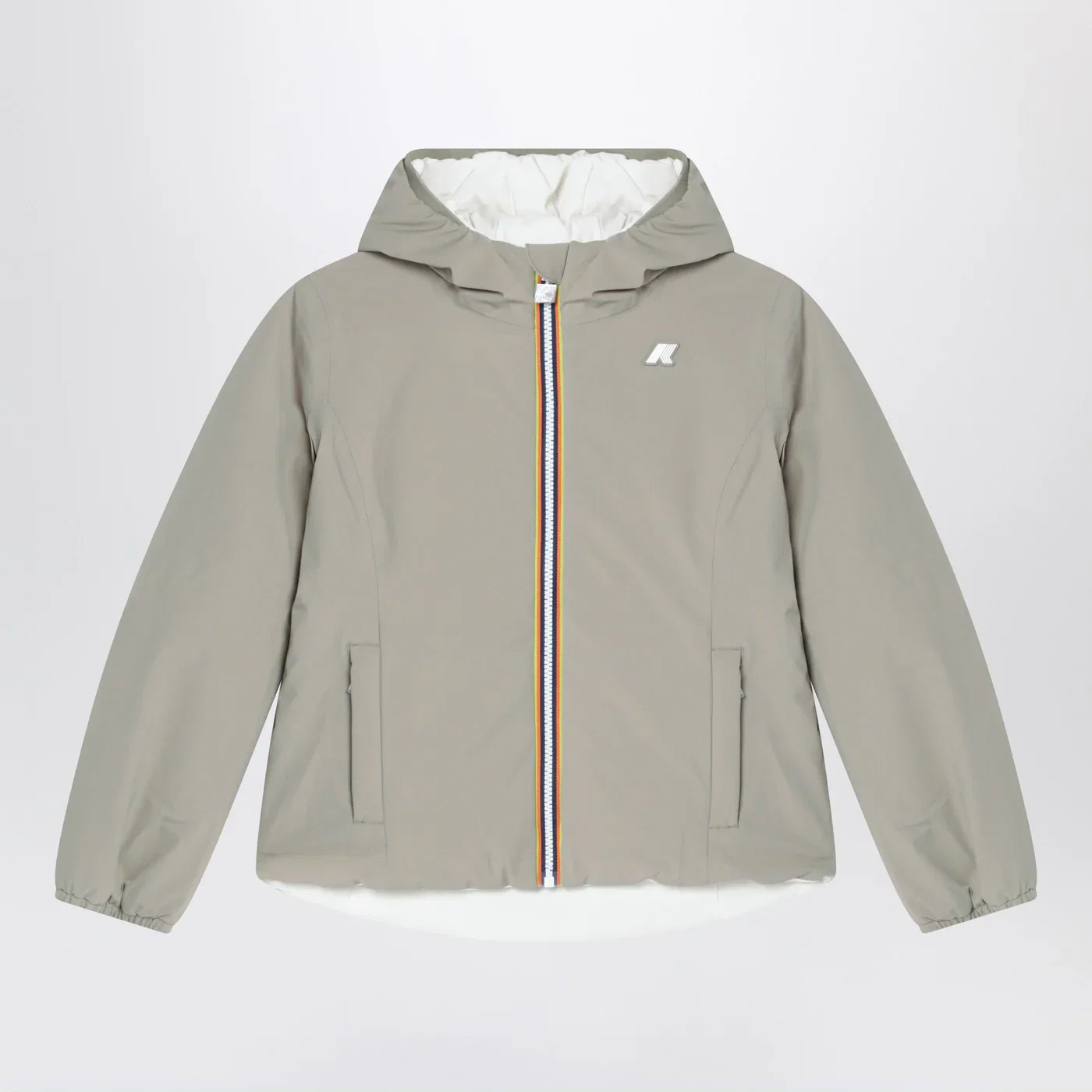 K-Way Reversible Lily Warm jacket in green/gardenia white