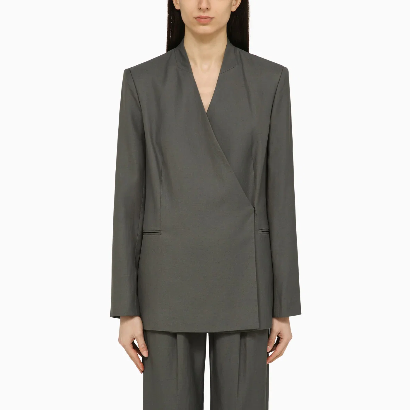 LouLou De Saison Sandyato single-breasted grey viscose blazer