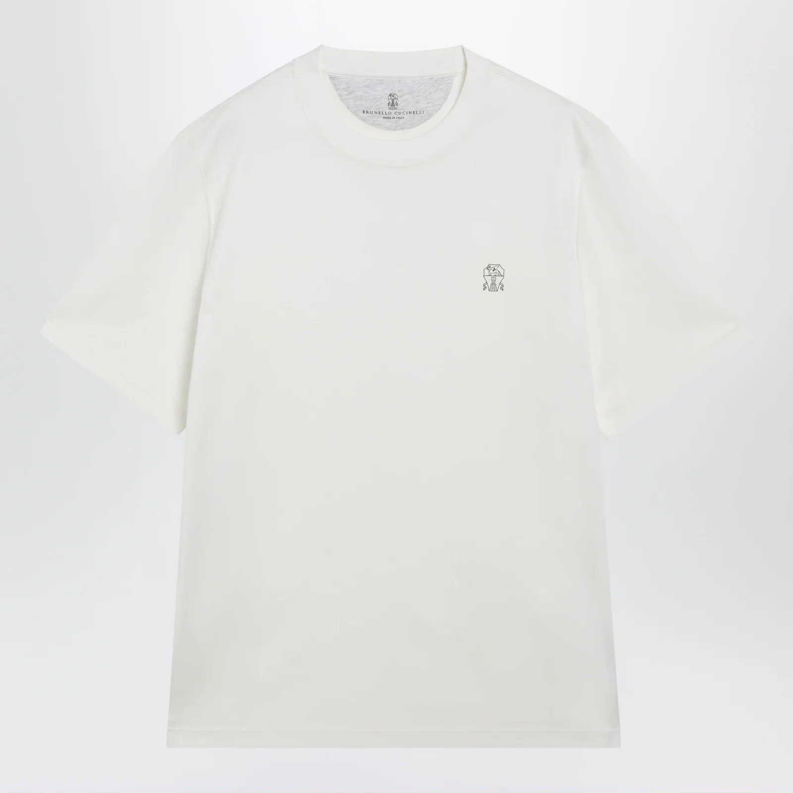 Brunello Cucinelli Crew-neck cotton jersey T-shirt with logo in off white