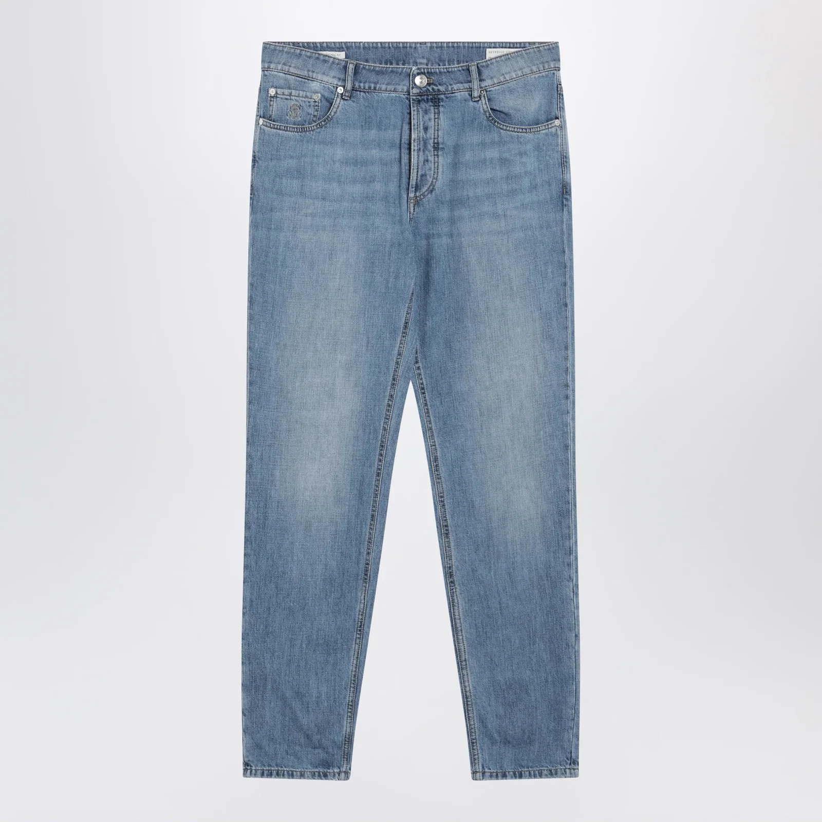 Brunello Cucinelli Traditional-fit five-pocket jeans in light blue denim