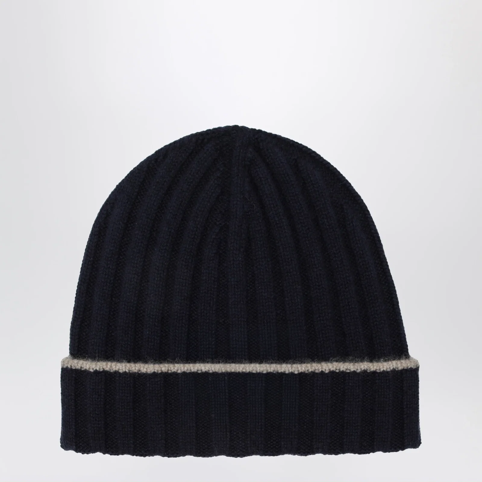 Brunello Cucinelli Ribbed cashmere beanie in navy blue