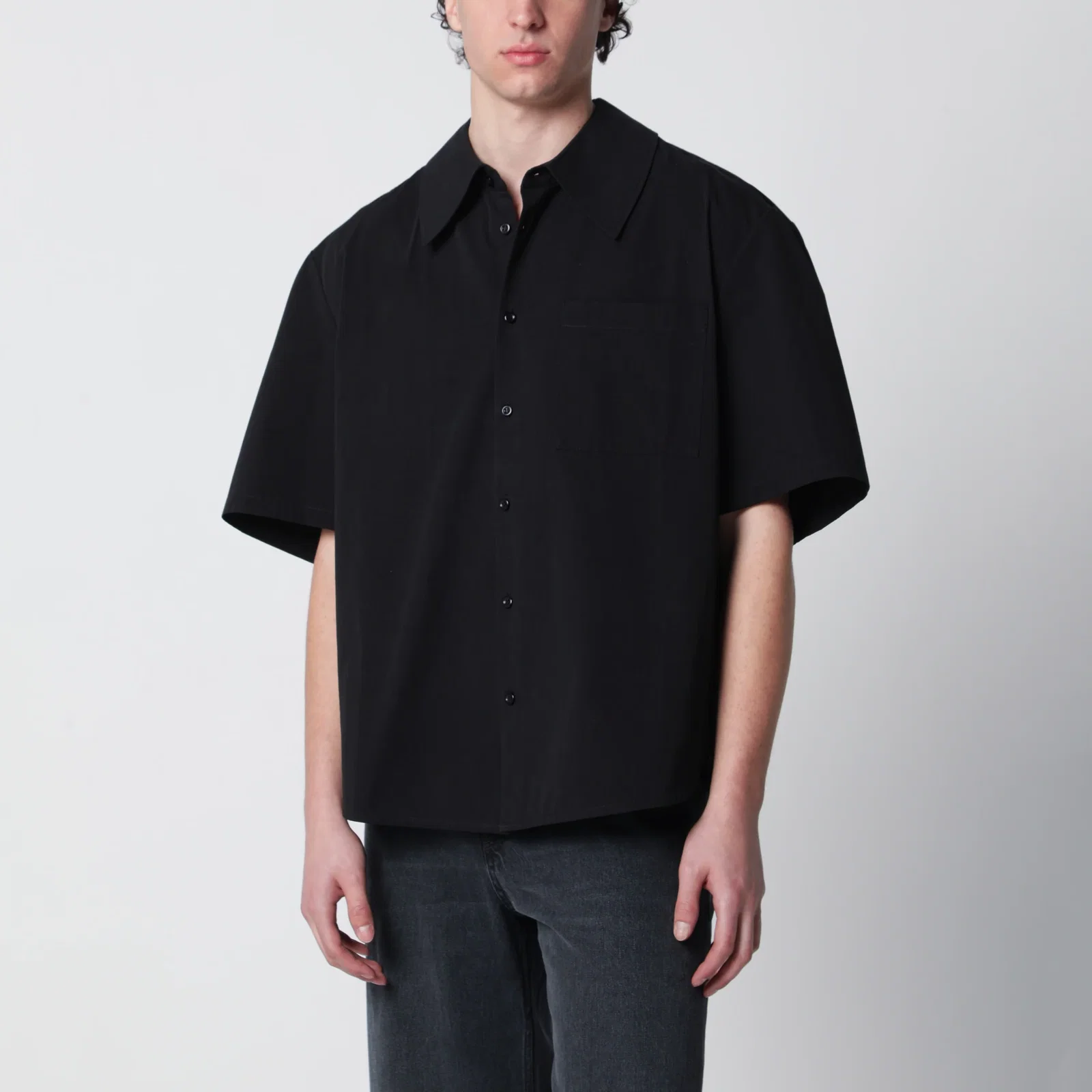 Séfr Waylon black cotton poplin shirt
