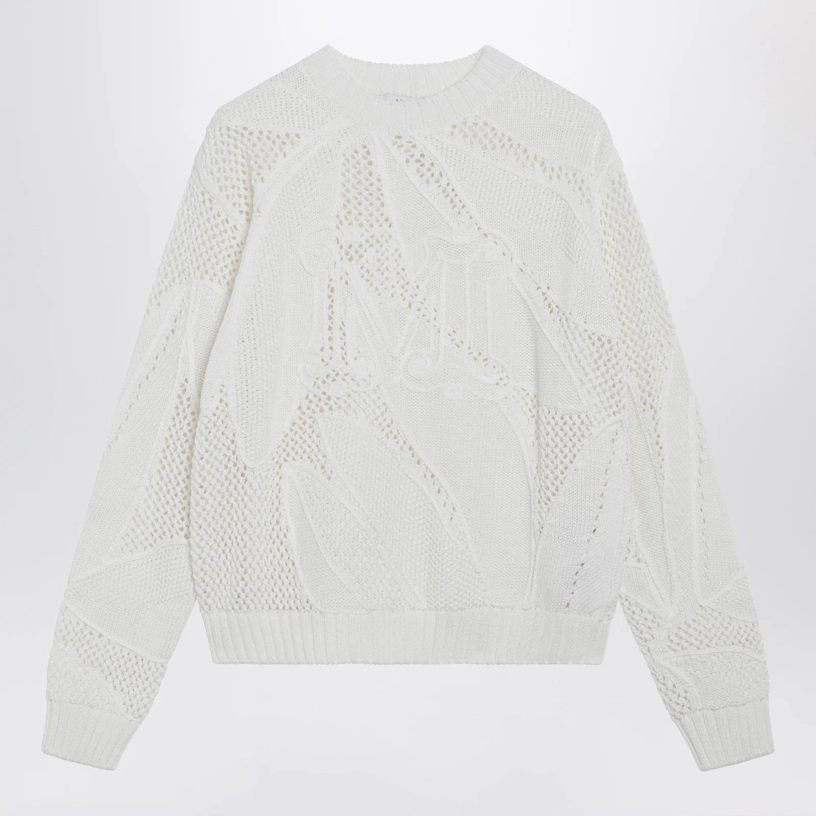 Max Mara Embroidered cotton crewneck sweater in white