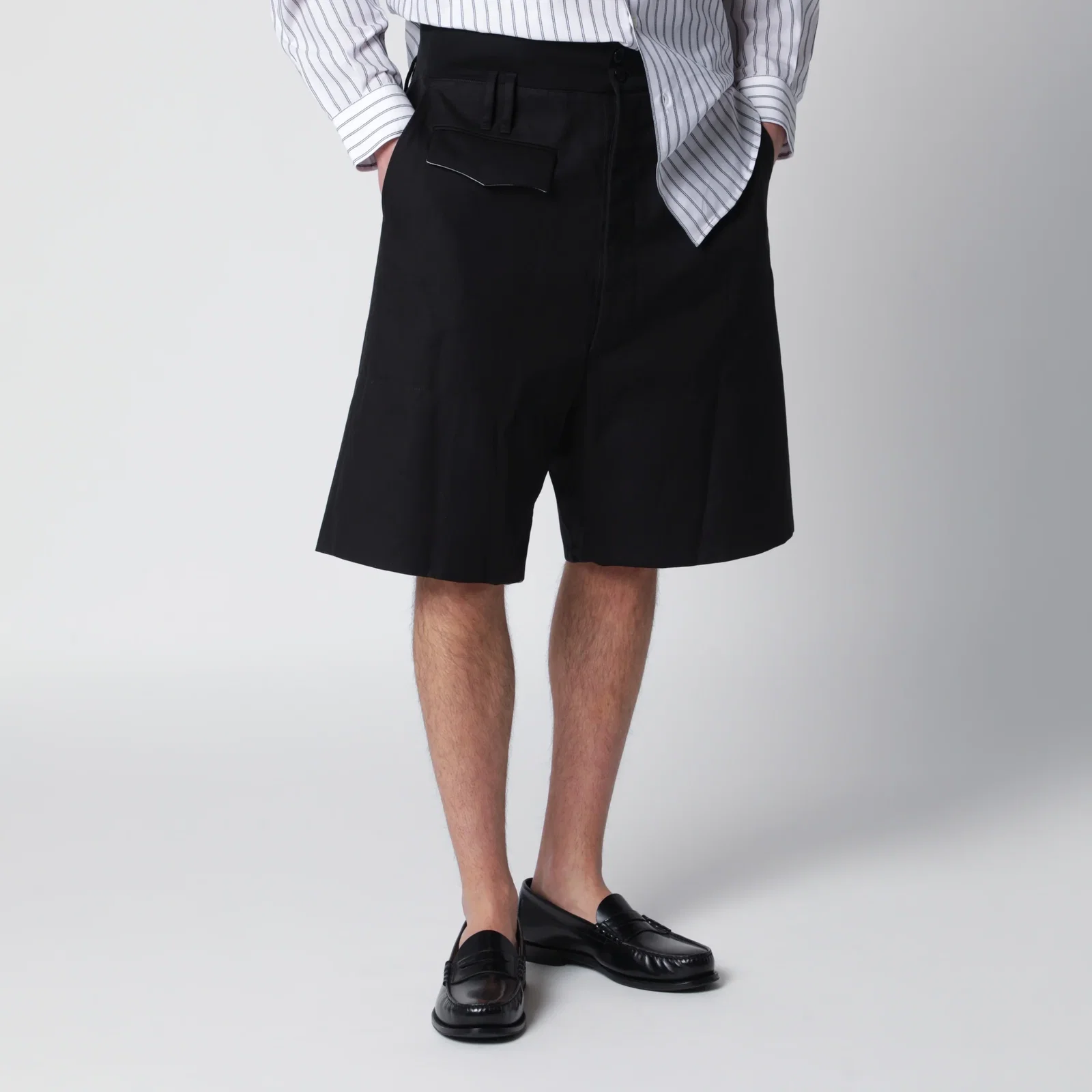 NAMACHEKO Black cotton bermuda shorts