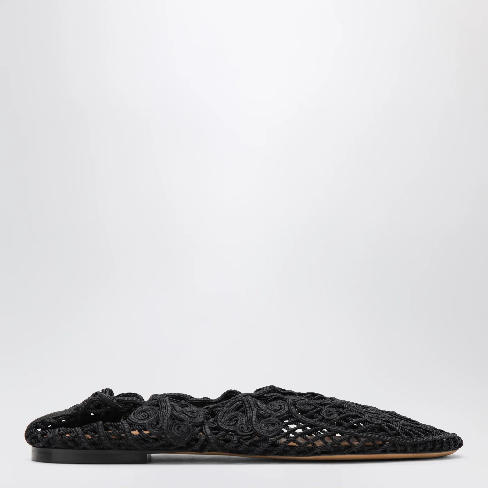 Odissi Black Iris crochet ballerina flats