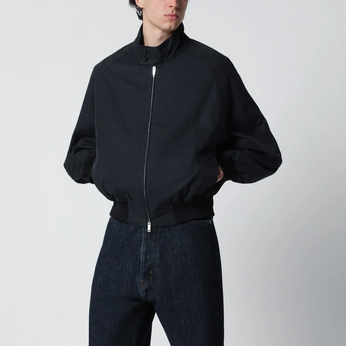 STUDIO NICHOLSON Over bomber jacket ink blue cotton-blend