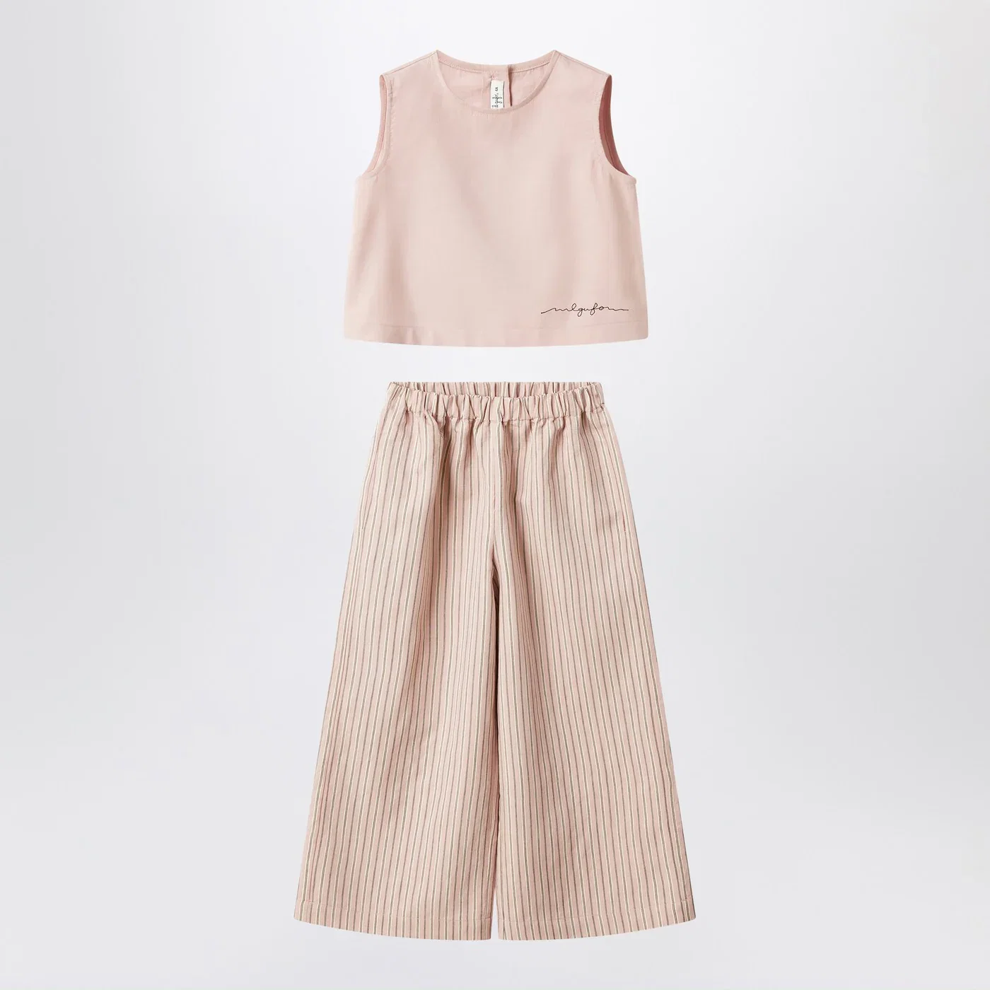 Il Gufo Blush pink striped outfit