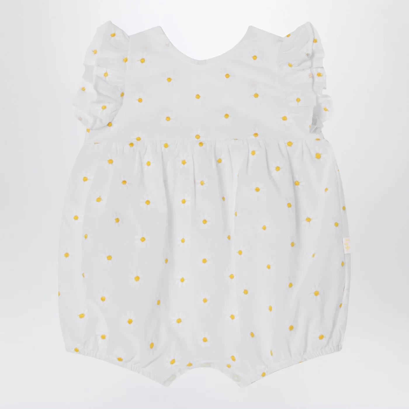 Il Gufo White romper with floral embroidery