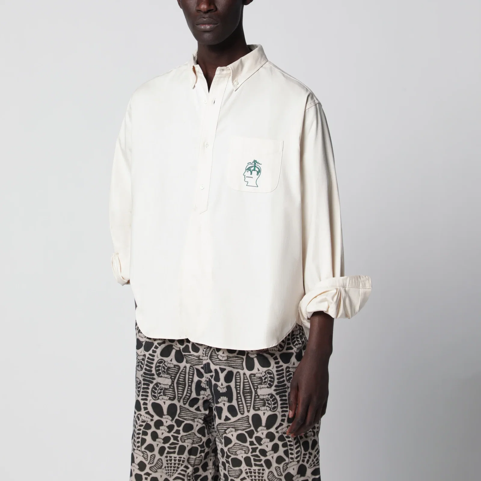 Brain Dead Ivory button-down cotton shirt
