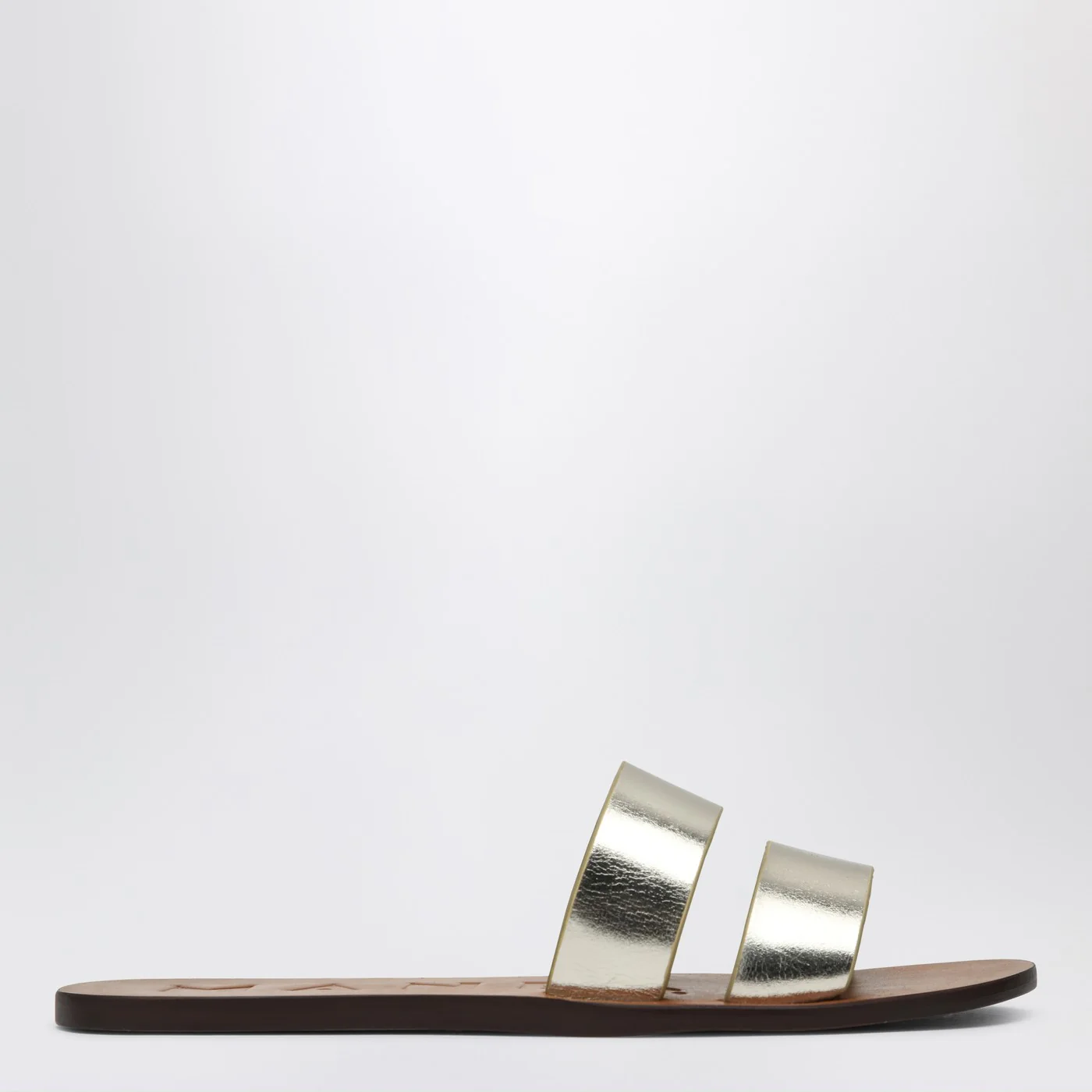 Manebí Platinum colored strap sandals in leather