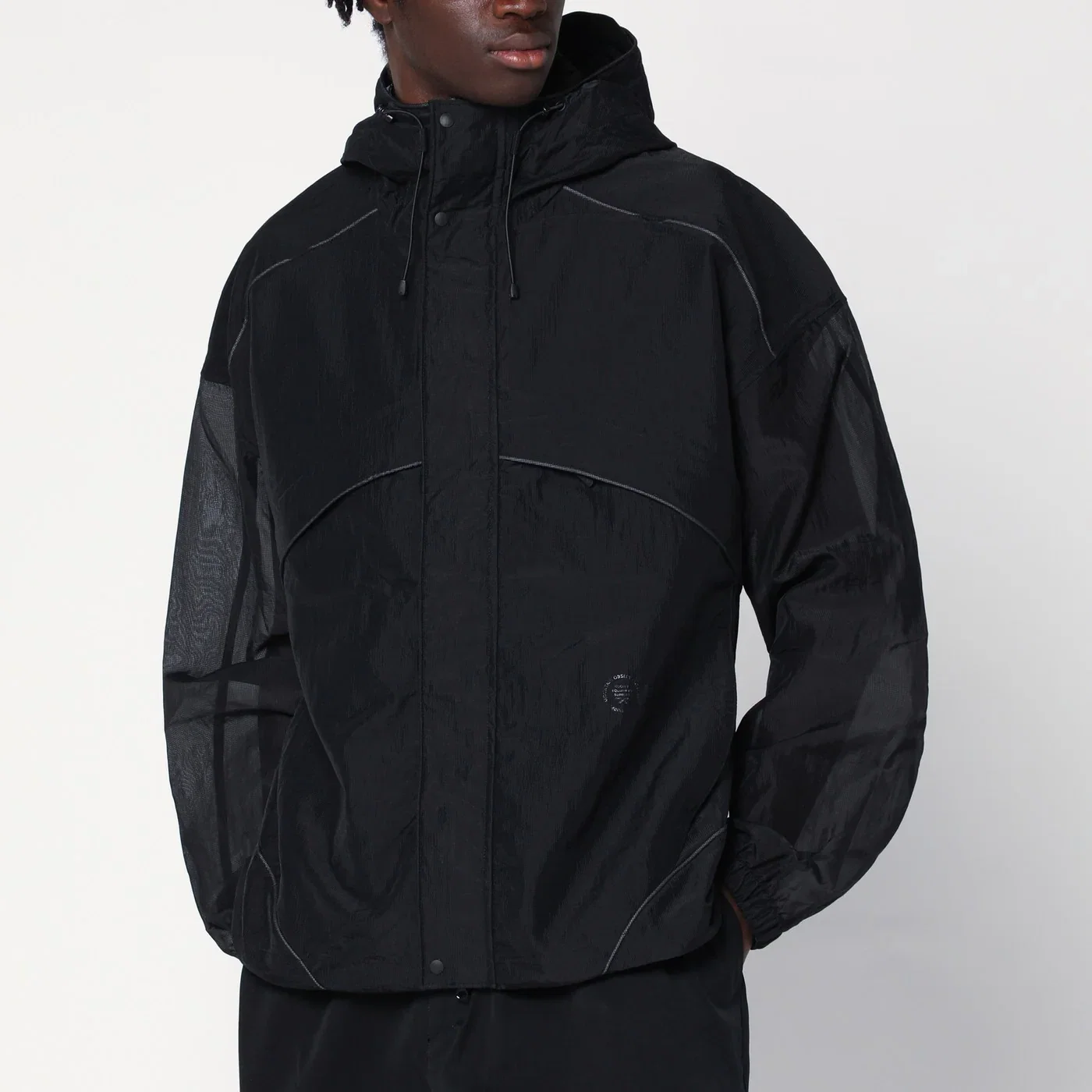 Purple Mountain Observatory Ripstop Mesh zip-up black jacket
