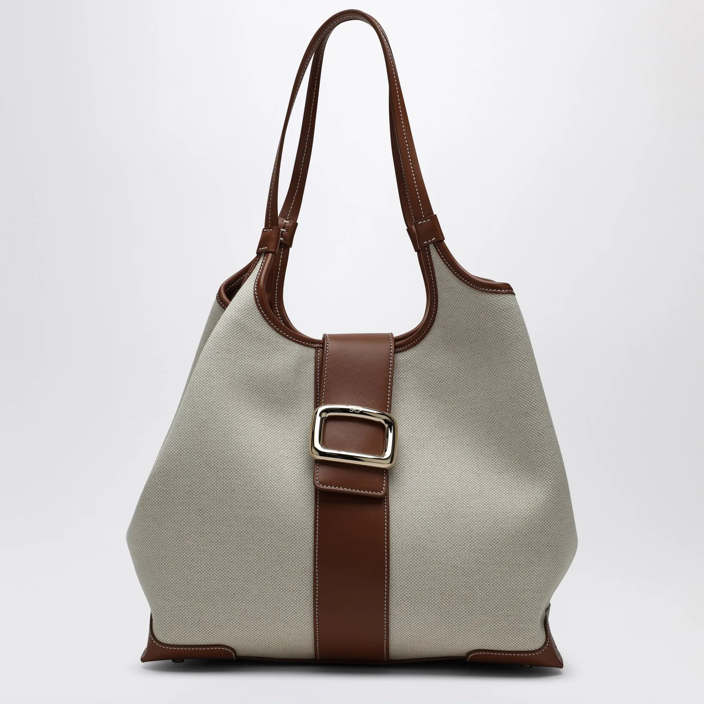 ROGER VIVIER Viv' Choc Medium Shopping Bag natural coloured
