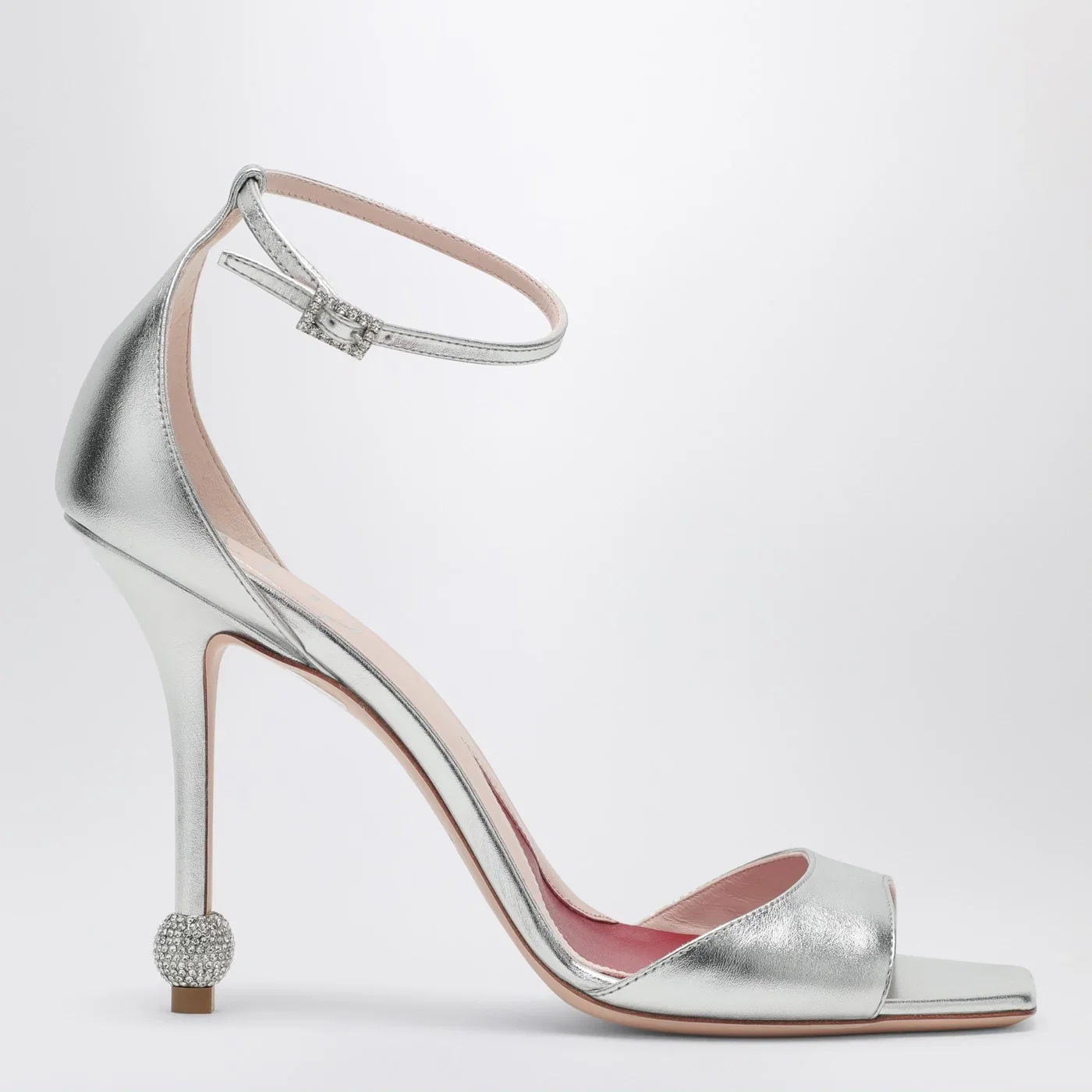 ROGER VIVIER Silver sandal with jewelled heel