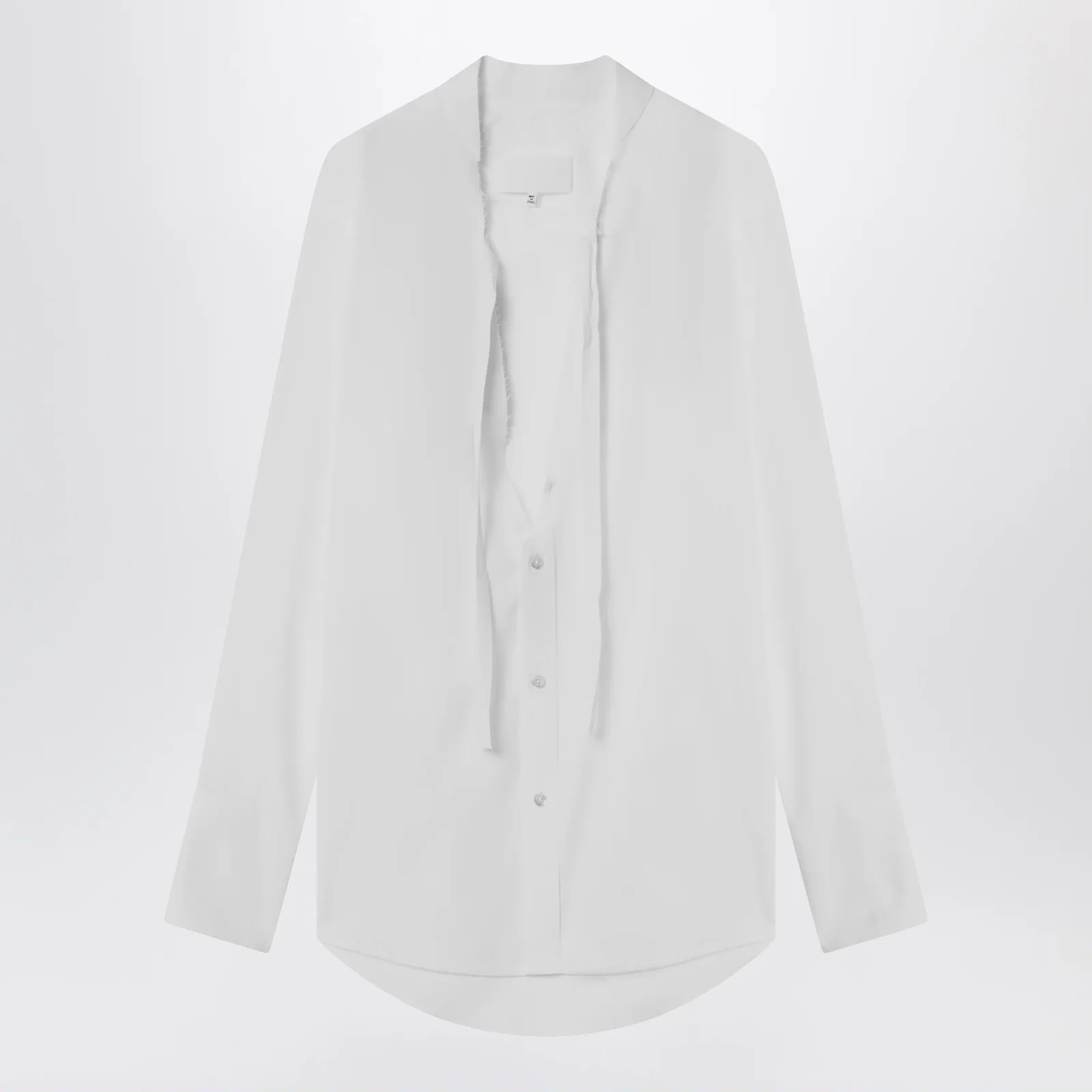 Maison Margiela Deep V-neck cotton poplin shirt in white