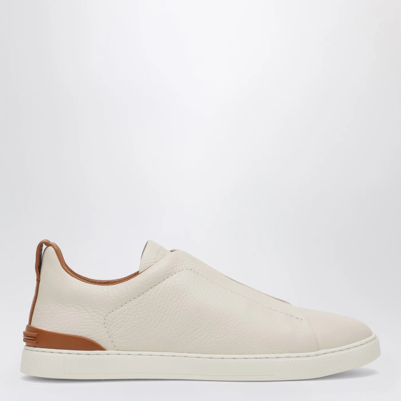 ZEGNA White leather Triple Stitch Sneakers