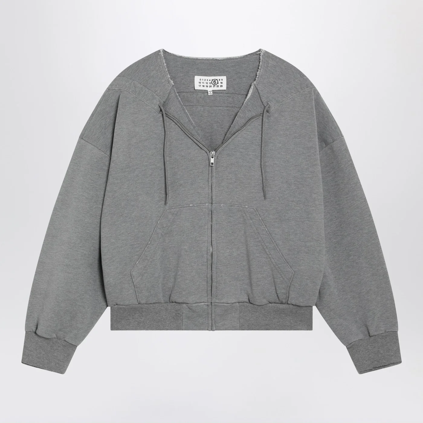 MM6 Maison Margiela Felpa con zip e coulisse in cotone grigia
