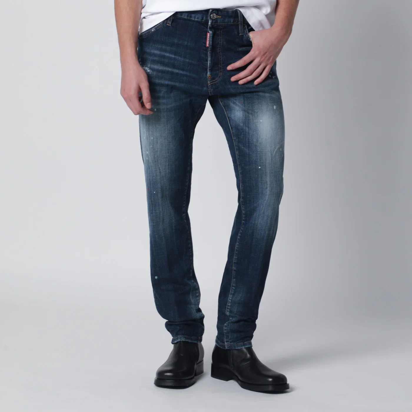 Dsquared2 Washed blue Teddy jeans with paint splatters
