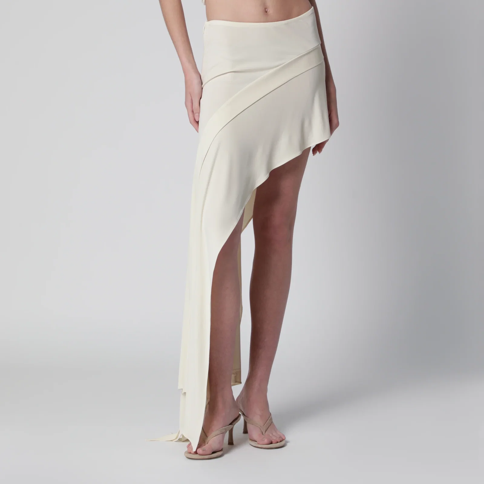 Francesco Murano White mini skirt with side train