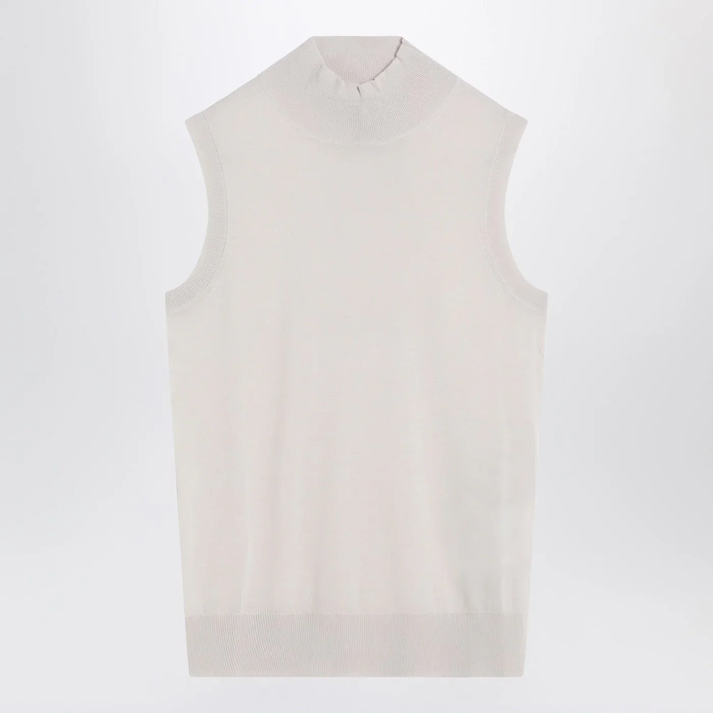 S Max Mara White turtleneck vest in wool