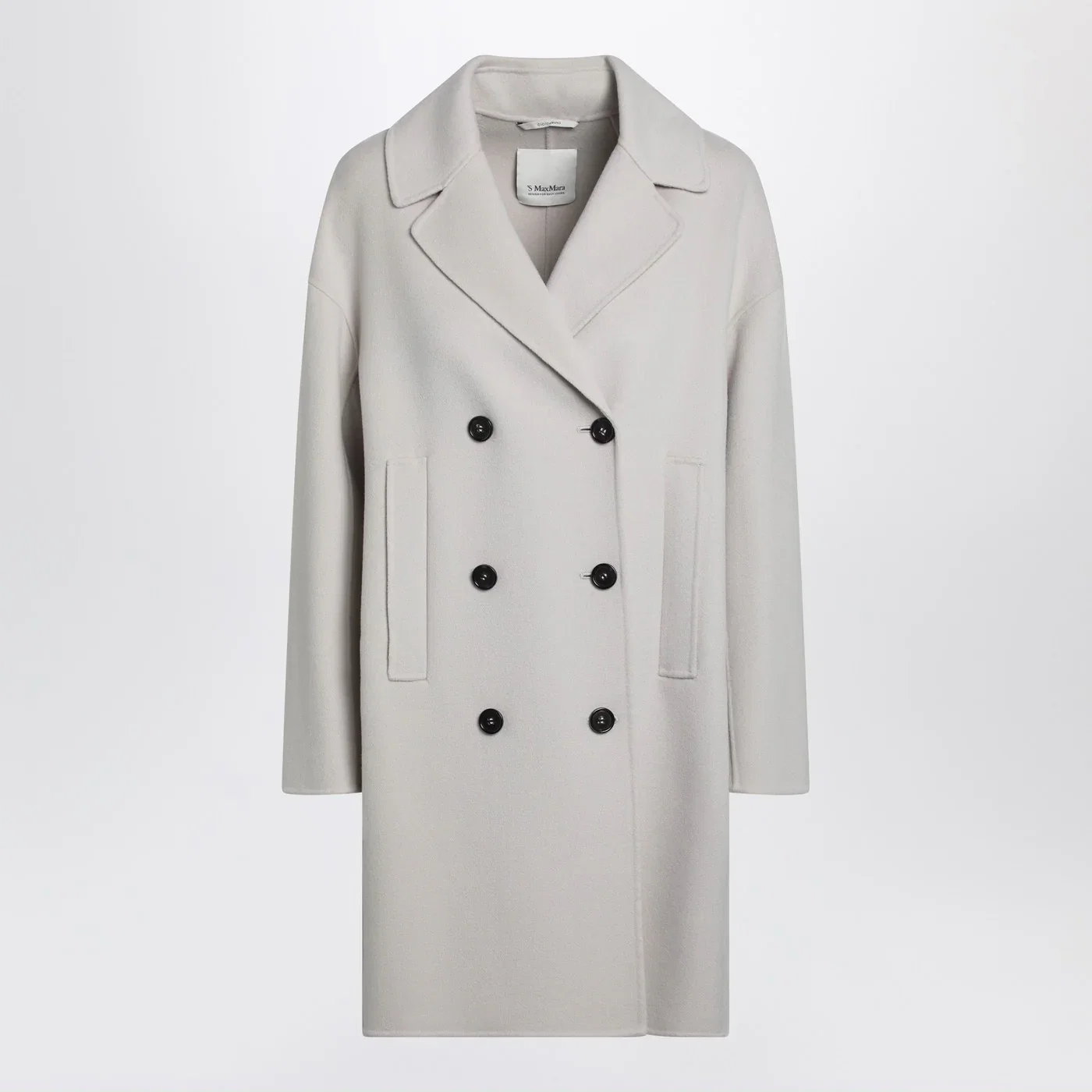 S Max Mara Sand-coloured midi coat in wool drap