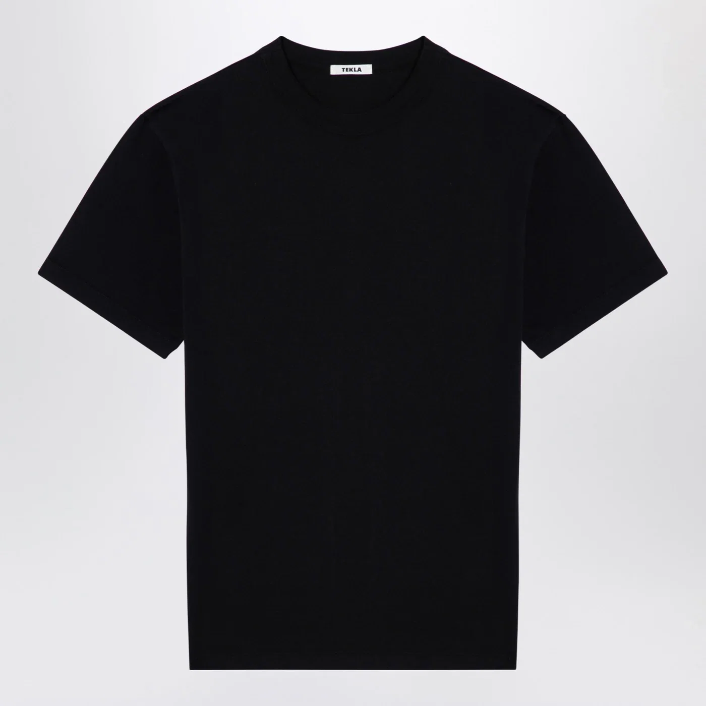Tekla Black cotton crew-neck T-shirt