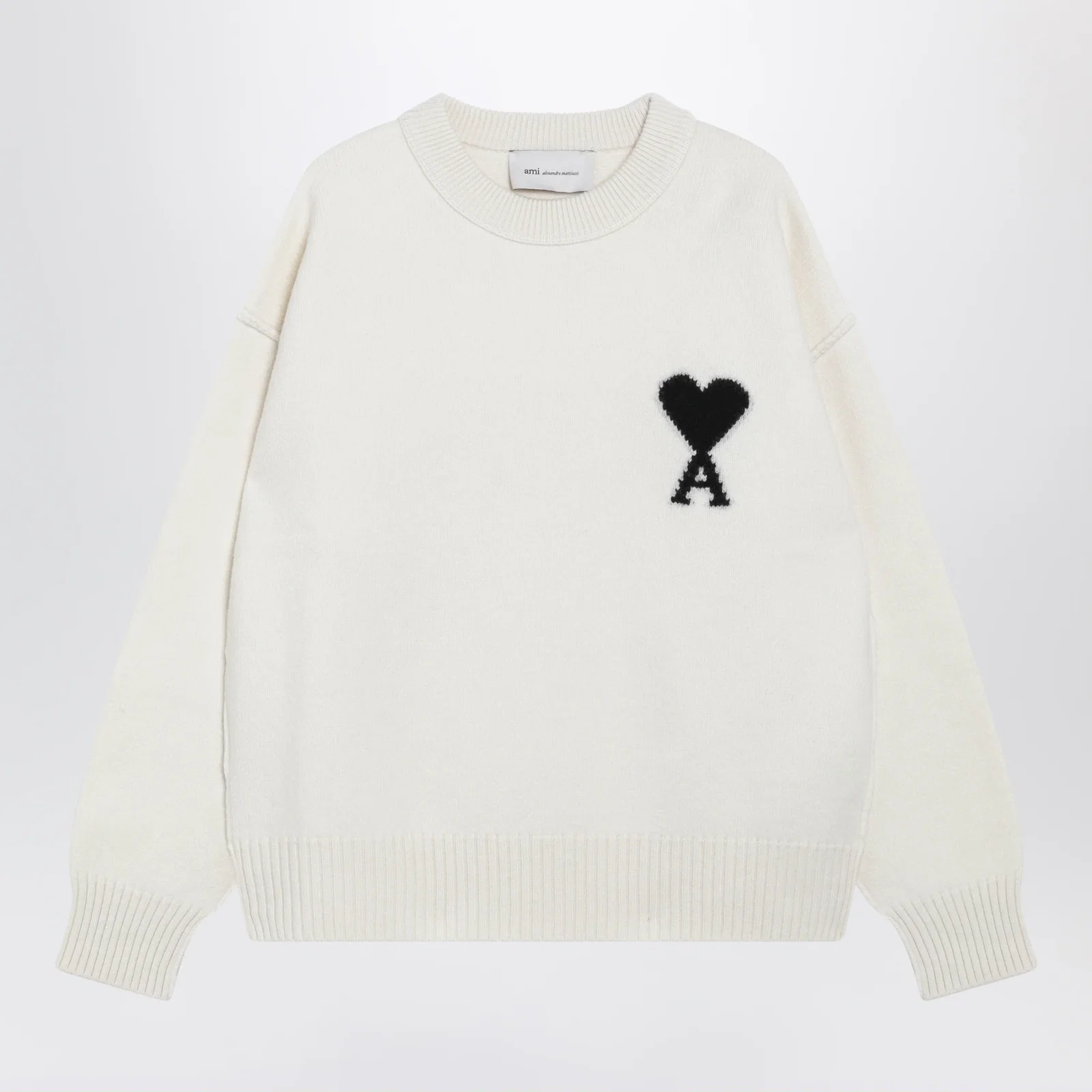 Ami Paris Ami de Coeur sweater in white virgin wool