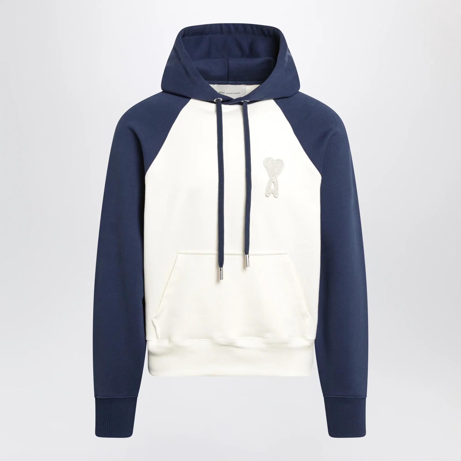 Ami Paris Ami De Coeur hoodie in cream/blue